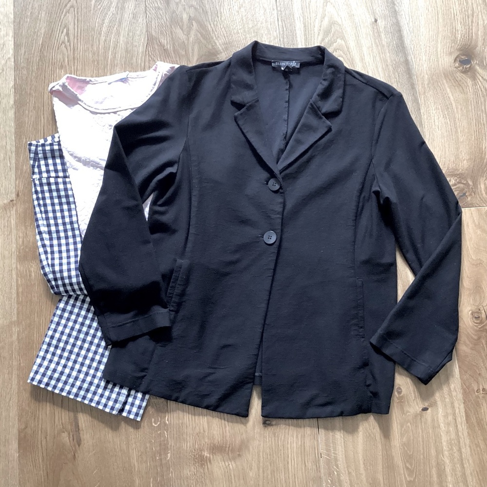 Eileen Fisher Black Blazer Viscose Blend Jacket S